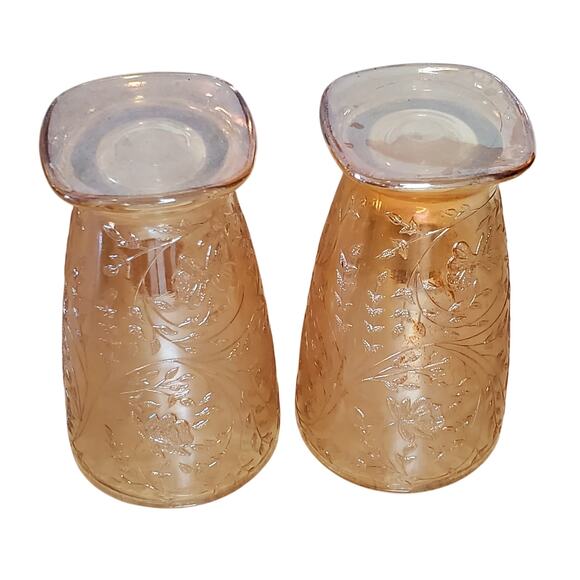 Vintage Jeanette Carnival Glass Tumbler Floragold Louisa 10 oz 5.25" Iridescent - Picture 7 of 8